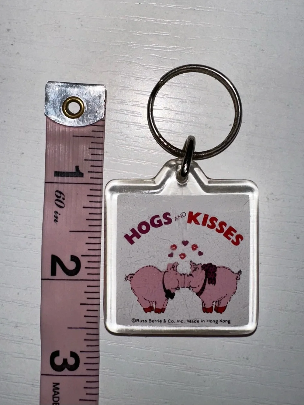 Vtg “Hogs and Kisses” Pig Keychain